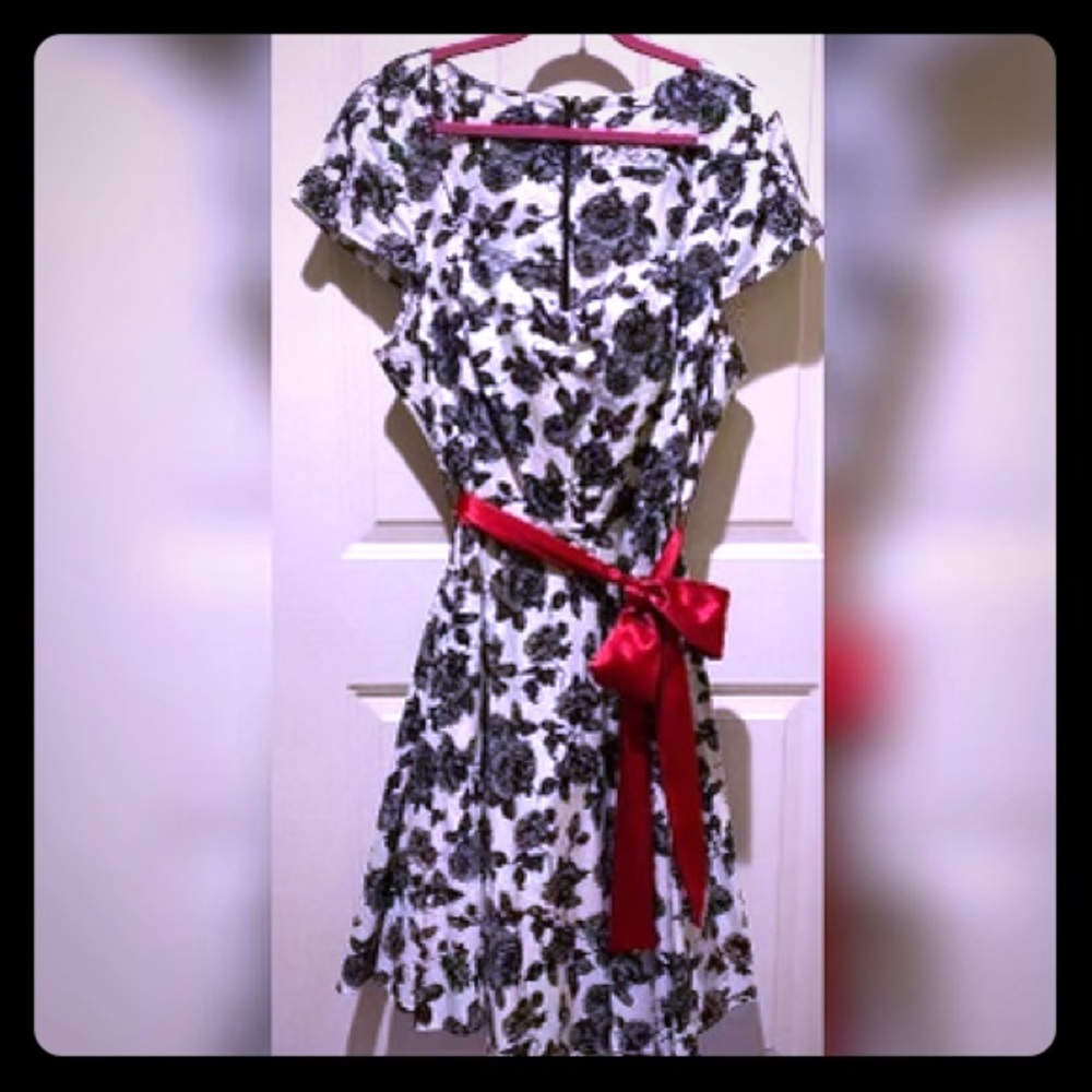 Plus Size Black Rose Vintage Style Dress